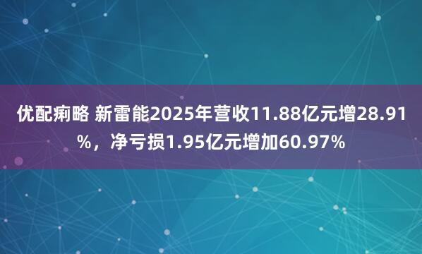 优配痢略 新雷能2025年营收11.88亿元增28.91%，净亏损1.95亿元增加60.97%