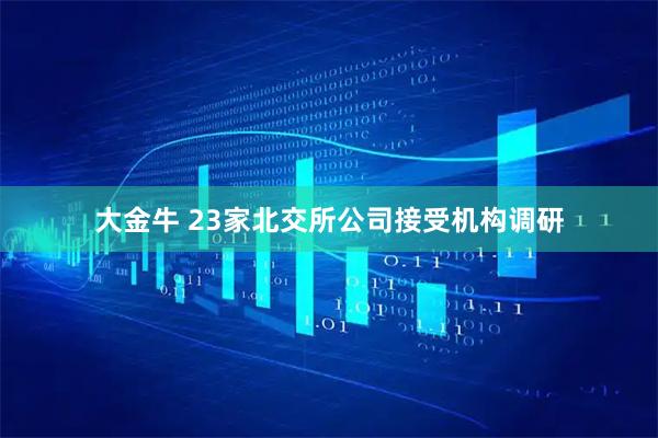 大金牛 23家北交所公司接受机构调研